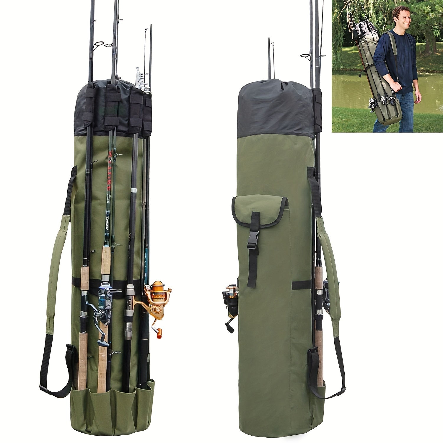 Fishing Rod Case Fishing Pole Carrier Case Fishing Rod & Reel Organizer Bag