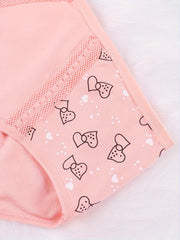 6pcs High Waist Print Briefs Stretchy Intimates Panties Women's Lingerie
