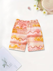 3pcs Toddler Girls Floral Print Shorts Set Breathable Stretchy Dance Safety