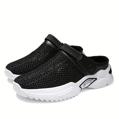 Men's Breathable Slip On Knitted Clog Sandals Casual Outdoor Walking Shoes