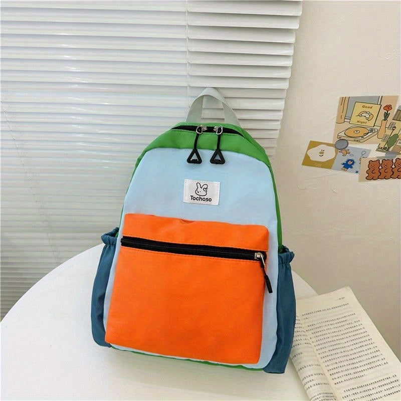 Children's Block Backpack Canvas Large Capacity Schoolbag