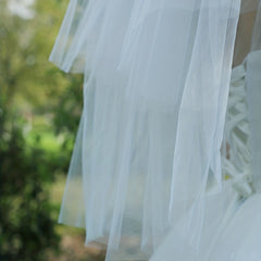 Bridal Layer Mesh Veil With Comb Faux Pearl Wedding Accessories