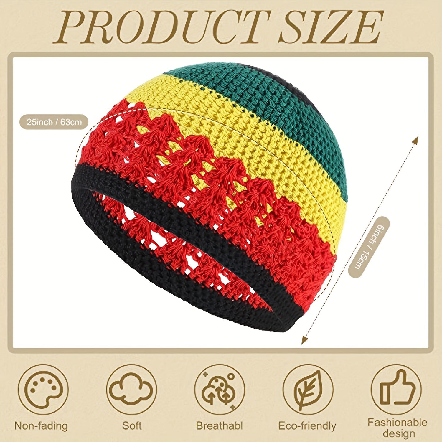 Red Block Knitted Turban Cap Warm Beanie Elastic Crochet Skull Hat