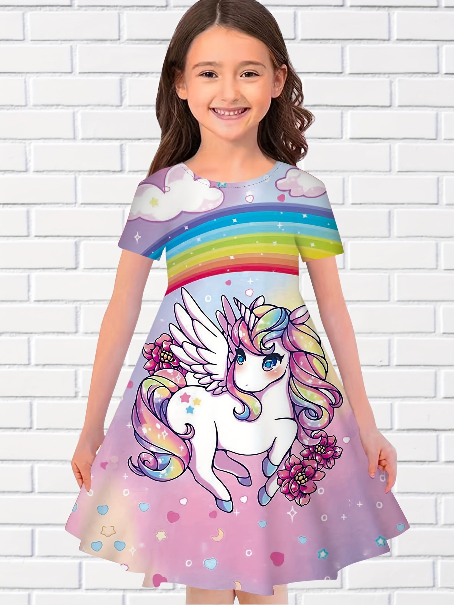 Girls Summer 3D Animal Print Princess Dress