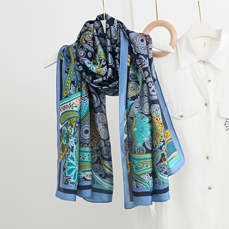 Ethnic Wind Leaf Scarf Women's Colorful Retro Warm Scarf
