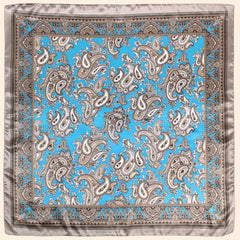 Classic Paisley Print Square Scarf Silk Bandana Vintage Satin Shawl