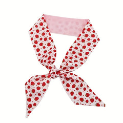 2pcs Pink & Green Skinny Scarf Long Ribbon Neckerchief Twilly Scarf