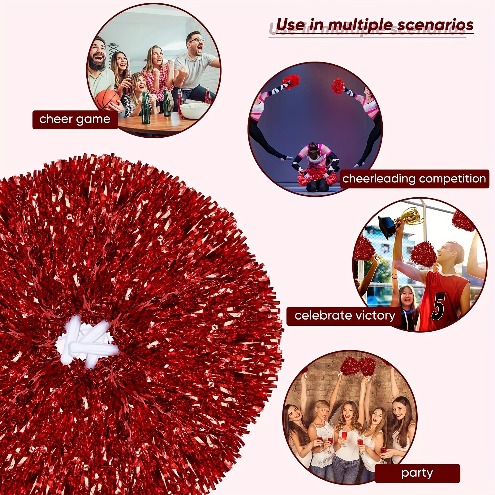 Cheerleader Pom Poms for Parties, Dances, Sports