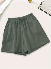 Solid Drawstring Waist Shorts for Spring & Summer Women's Clothing
