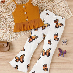 Girls Cami Suspender Top & Flare Pants Summer Outfit