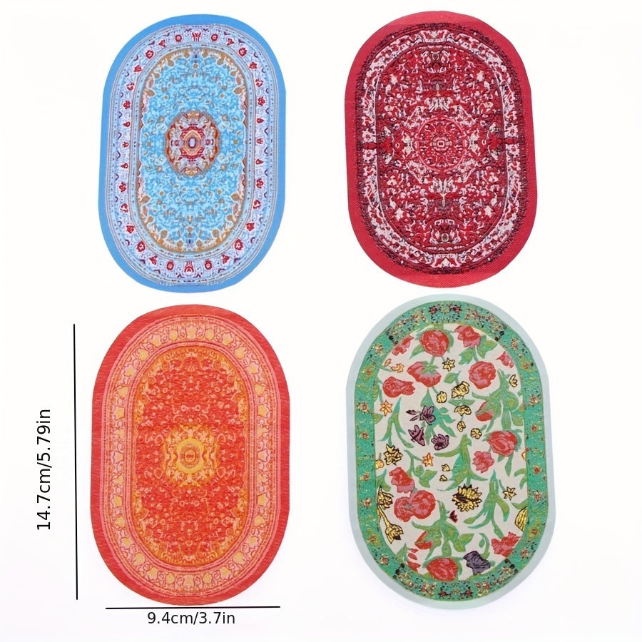 Dollhouse Ground Decoration Floor Mat Model Ornament Oval Floor Mat