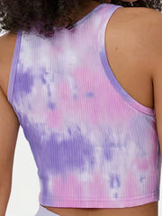 Tie Dye Crop Tank Top Crew Neck Summer Sleeveless Top Women's Clothing