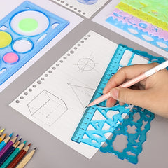 7pcs Geometric Drawing Stencils Set for Studying Plastic Rulers