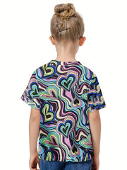 Heart Pattern Graphic Short Sleeve T-shirt for Kids