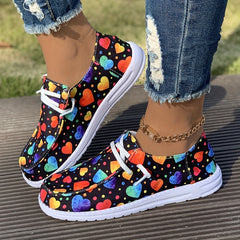 Women's Colorful Heart Pattern Outdoor Skateboarding Shoes