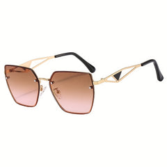 Metal Frame Gradient Sunglasses with Case & Cloth