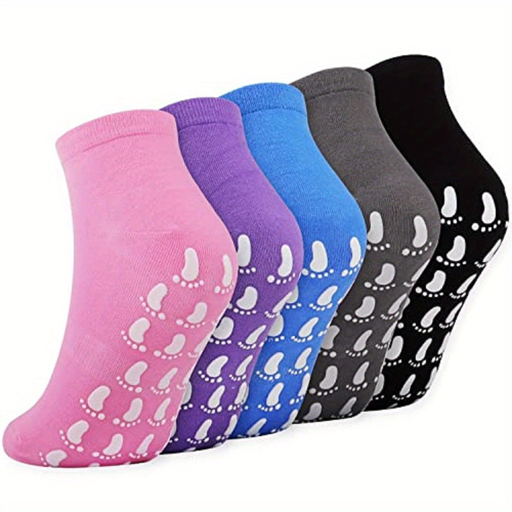 5 Pairs Stopper Socks Women's Non Slip Yoga Pilates Dance Socks One Size
