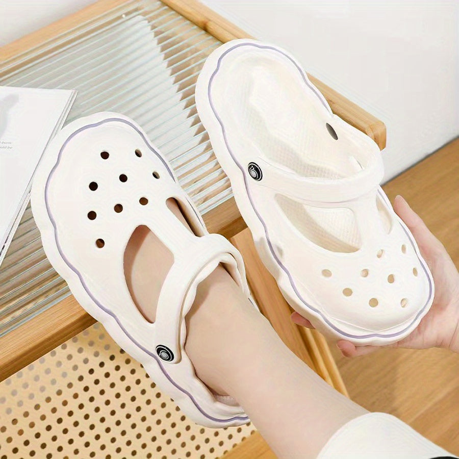 Women's Closed Toe Platform Clogs T-Strap Slide Sandals