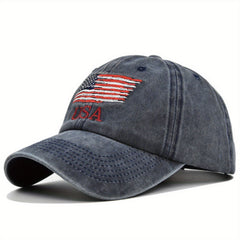 Flag Embroidery Baseball Cap Vintage Distressed Dad Hat Independence