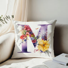 Floral M Letter Pillow Cover for Various Occasions