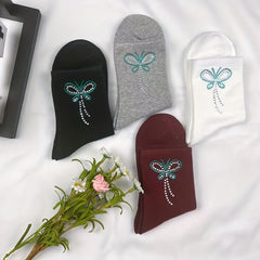 Butterfly Rhinestone Socks Crew Socks Women's Stockings