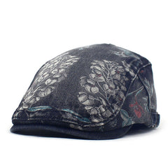Vintage Denim Beret Newsboy Hat For Women Adjustable Flat Cap Driving Hat