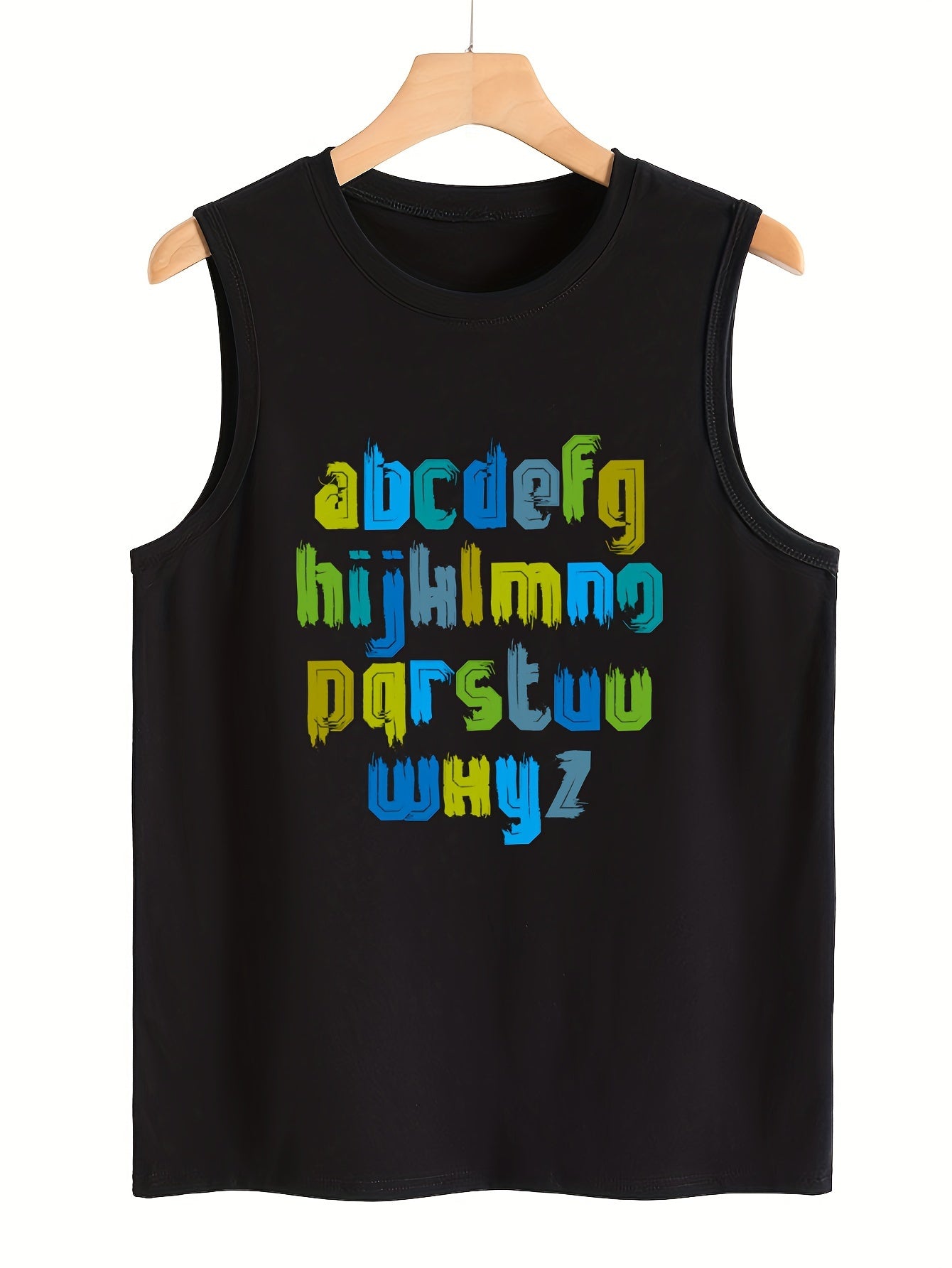 Colorful Letter Pattern Stretchy Sports Vest Sleeveless Top