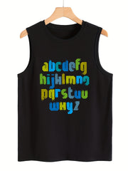 Colorful Letter Pattern Stretchy Sports Vest Sleeveless Top