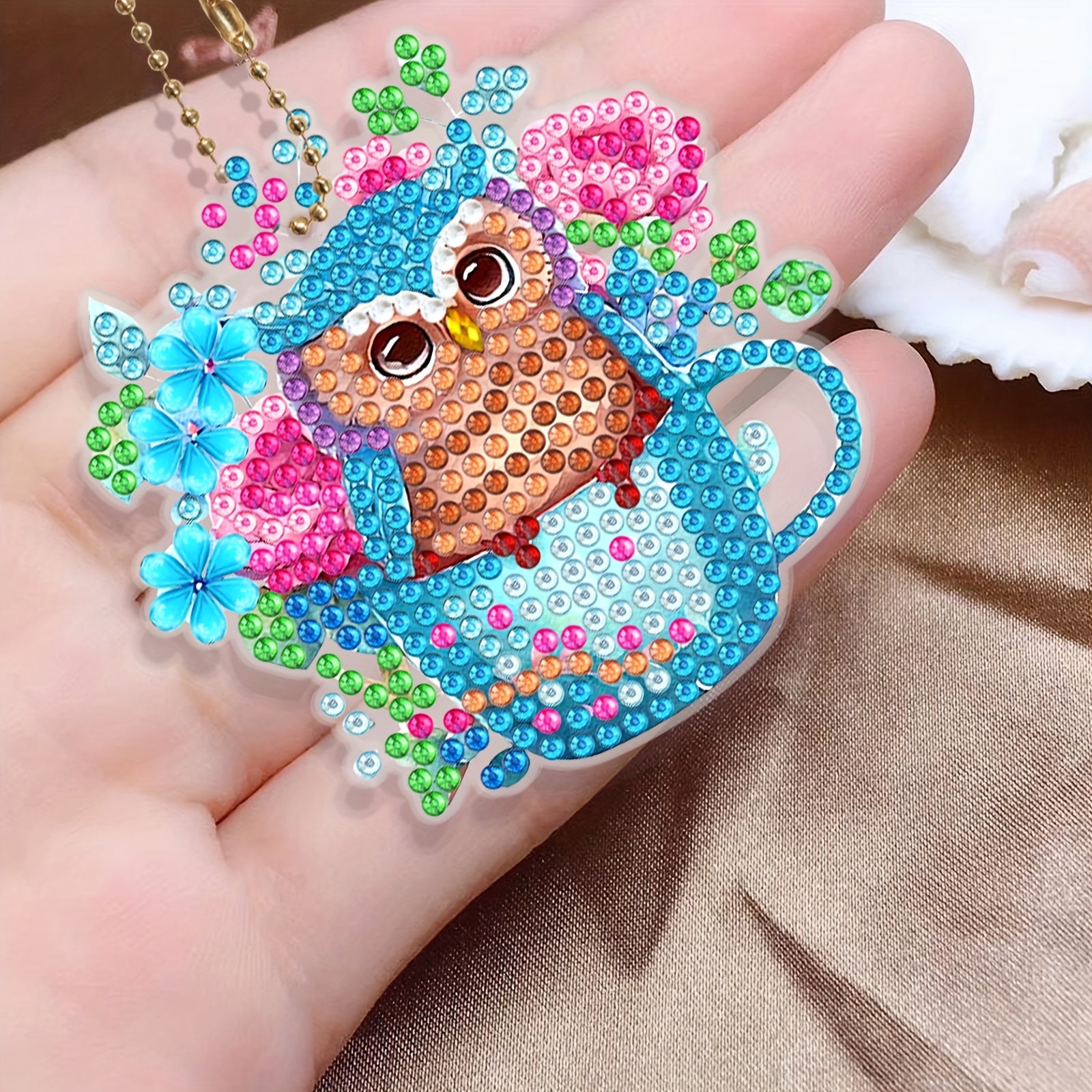 6pcs Diamond Painting Owl Keychain DIY Kit