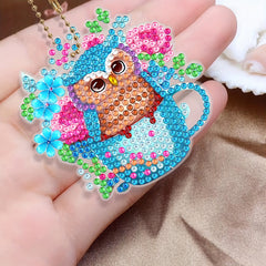 6pcs Diamond Painting Owl Keychain DIY Kit