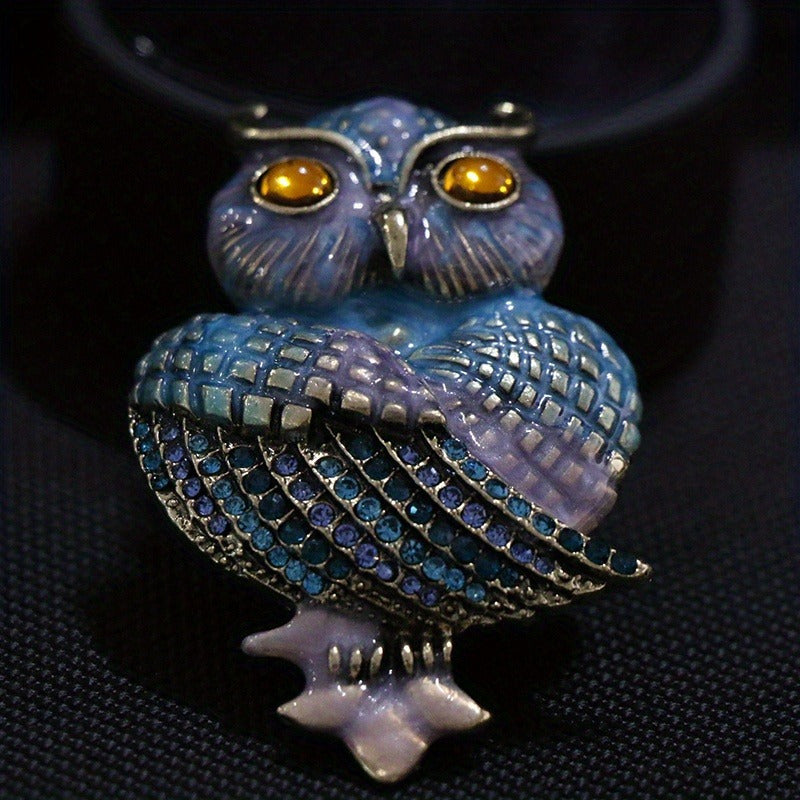 Enamel Owl Clip Vintage Men's Clothing Accessory