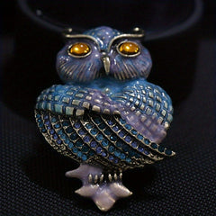 Enamel Owl Clip Vintage Men's Clothing Accessory