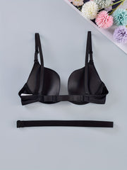 Solid Push Up Bra Comfy & Breathable Women's Lingerie