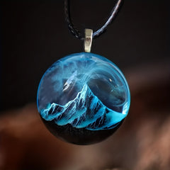 Snow Mountain Mist Nature Pendant Necklace