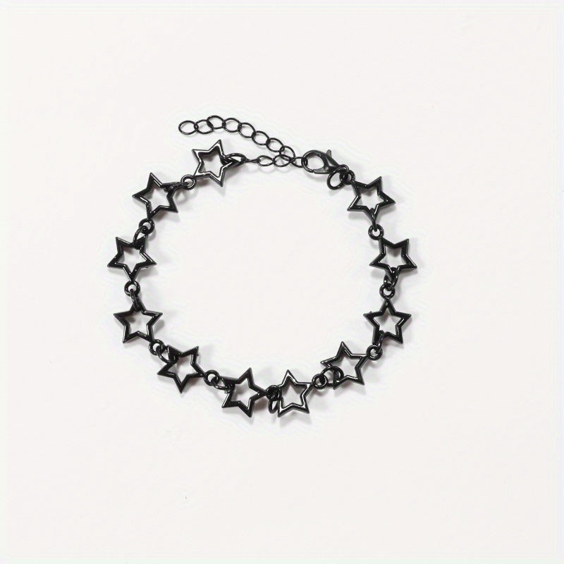 Hollow Star Chain Bracelet Silver Jewelry Gift For Girls