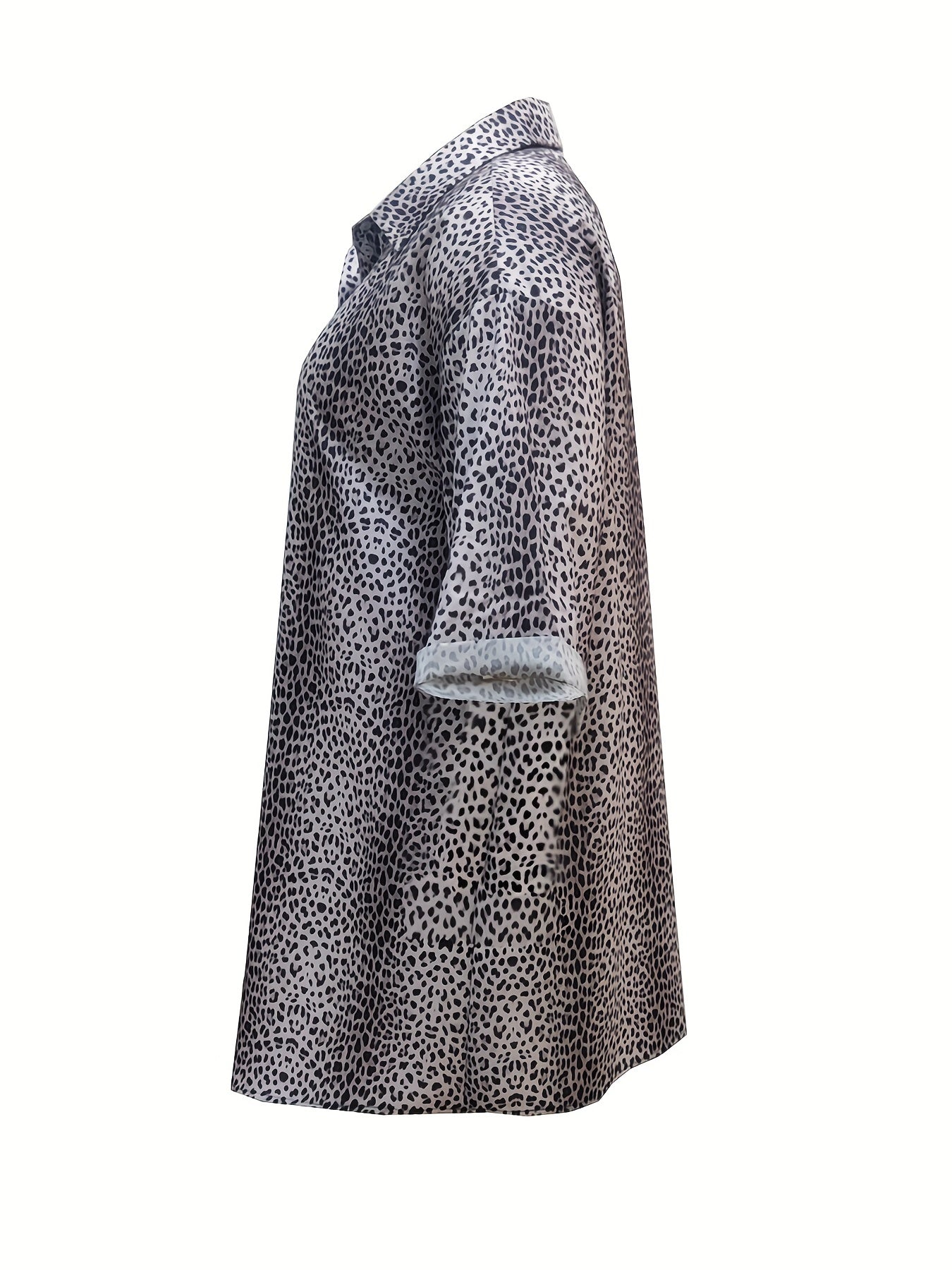 Leopard Print Button Up Oversized Blouse