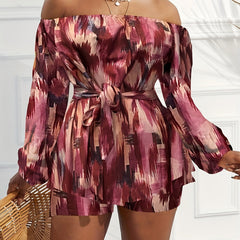 Set: Off Shoulder Peplum Top & Shorts