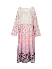Colorblock Floral Print Maxi Dress Long Sleeve