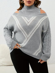 Geo Print Cold Shoulder Knit Top