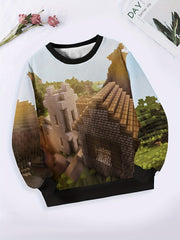 Forest Graphic Long Sleeve Crew Neck Sweatshirt for Boys Girls