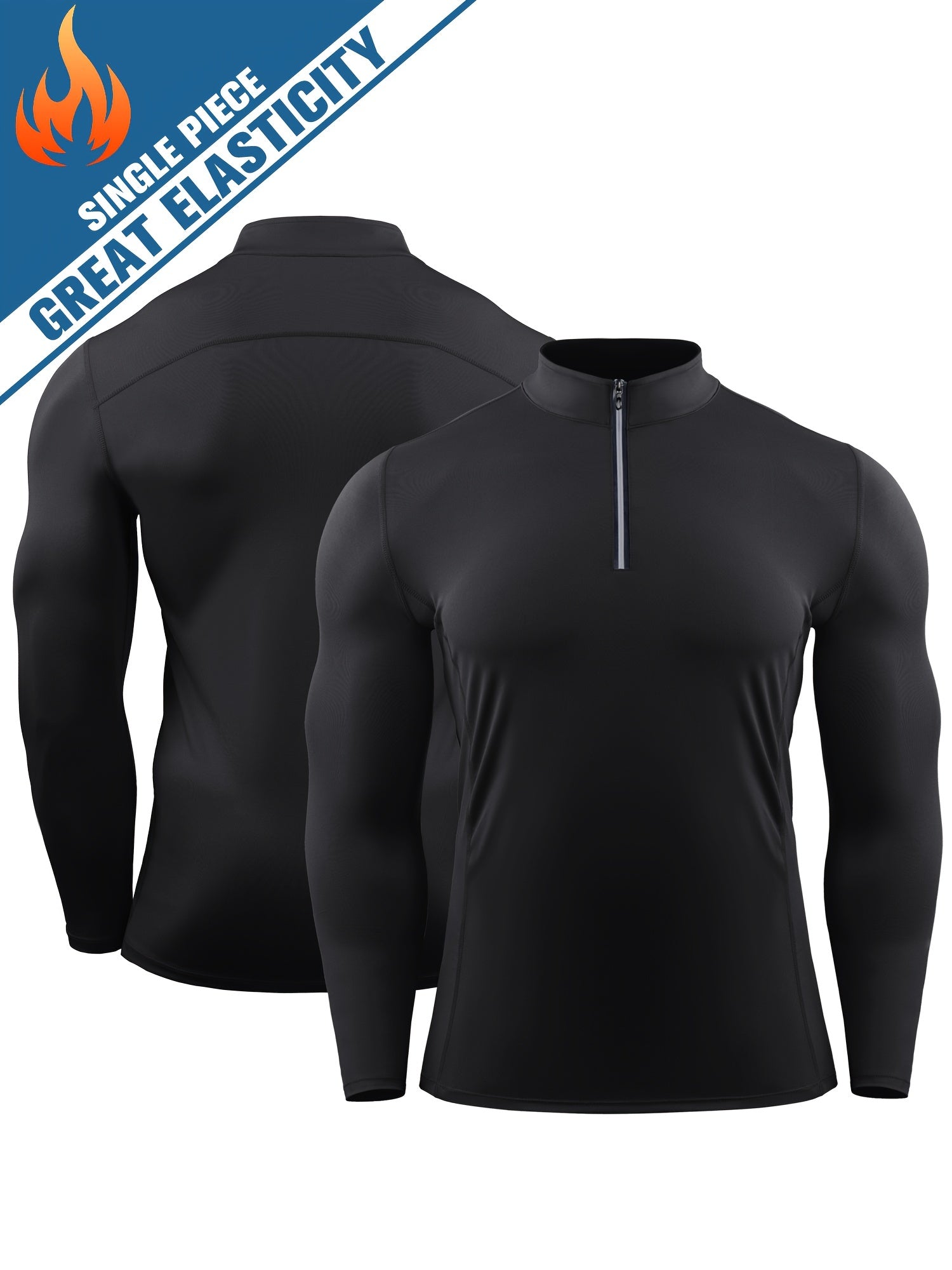 Men's Compression Shirt 1/4 Zip Pullover Long Sleeve Base Layer