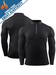 Men's Compression Shirt 1/4 Zip Pullover Long Sleeve Base Layer