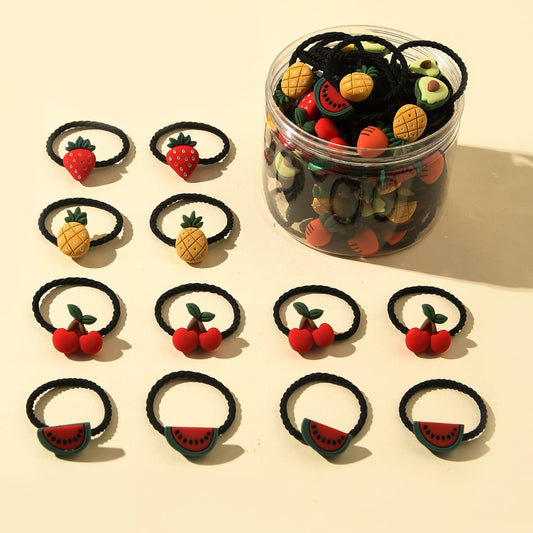 30pcs Girls Fruit Hair Tie Stretch Hair Rope Hair Ring Hair Accessories