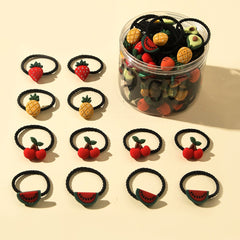 30pcs Girls Fruit Hair Tie Stretch Hair Rope Hair Ring Hair Accessories