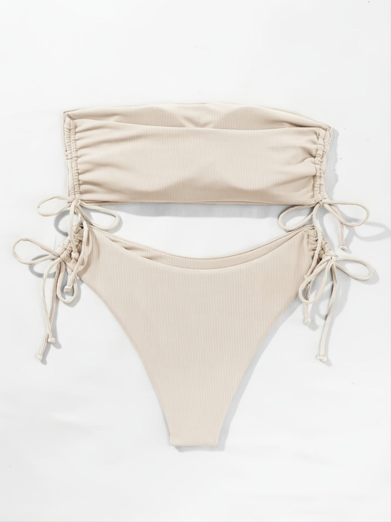 Strapless Tube Top Tie Side Bikini Set