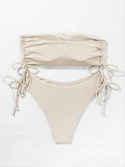 Strapless Tube Top Tie Side Bikini Set
