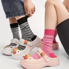 Colorblock Striped Socks Breathable Women's Stockings