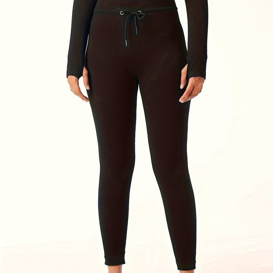 Ribbed Sports Leggings High Waist Yoga Running Tight Pants