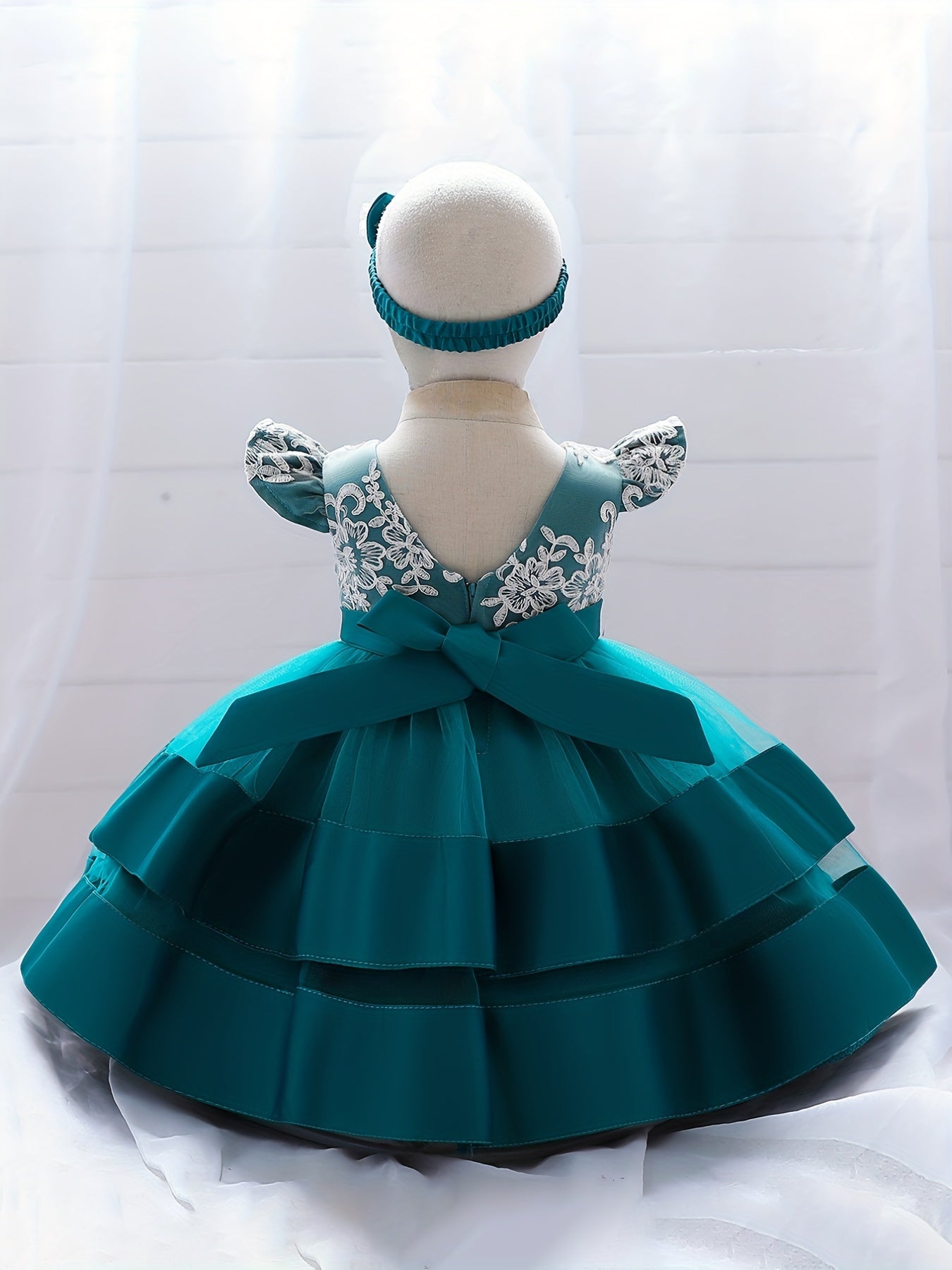 1st Birthday Party Dress Baby Girl with Headband Princess Dress
