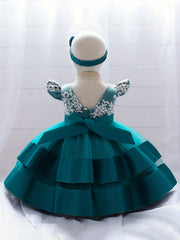 1st Birthday Party Dress Baby Girl with Headband Princess Dress
